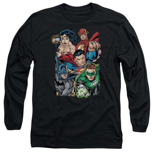 Justice League Break Free Mens Long Sleeve Shirt Black