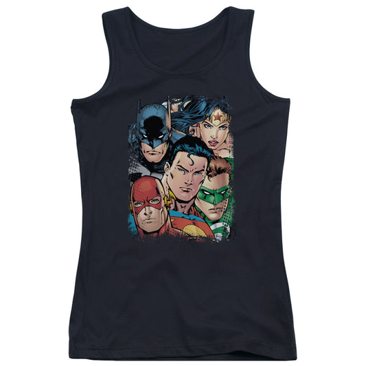 Justice League Up Close and Personal Womens Tank Top Shirt Black