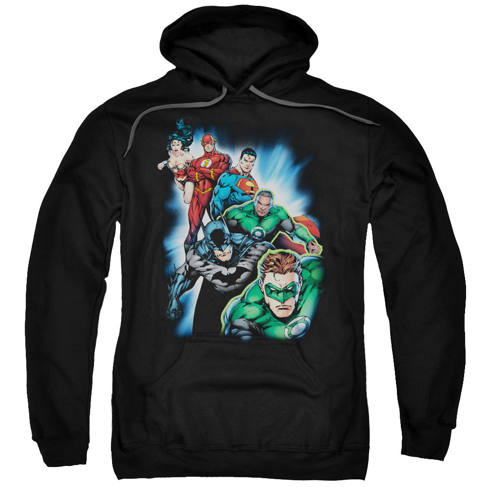 Justice League Heroes Unite Mens Hoodie Black