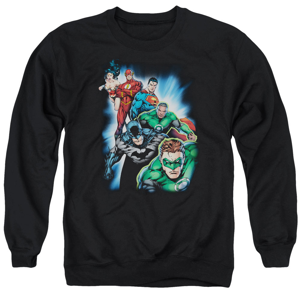 Justice League Heroes Unite Mens Crewneck Sweatshirt Black