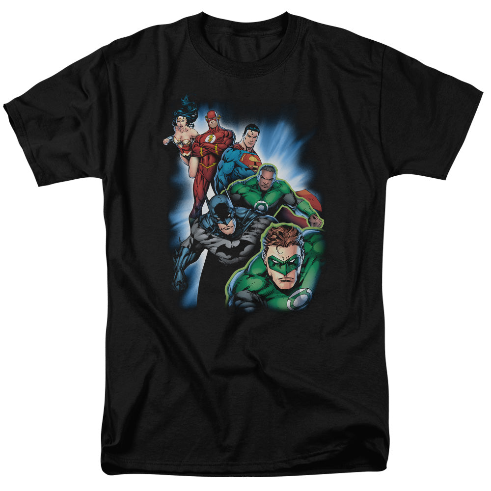 Justice League Heroes Unite Mens T Shirt Black