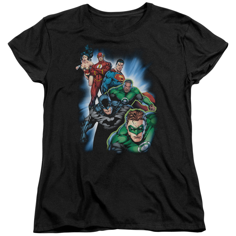 Justice League Heroes Unite Womens T Shirt Black