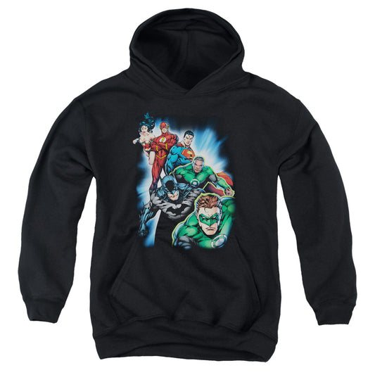 Justice League Heroes Unite Kids Youth Hoodie Black