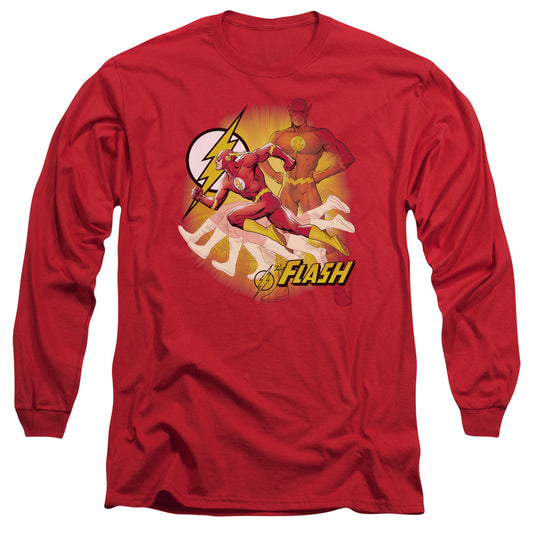 Justice League Lightning Fast Mens Long Sleeve Shirt Red