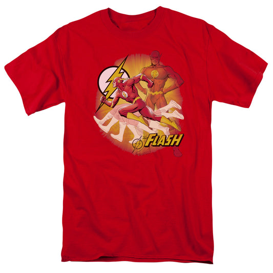 Justice League Lightning Fast Mens T Shirt Red