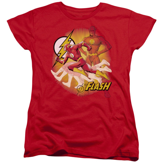 Justice League Lightning Fast Womens T Shirt Red