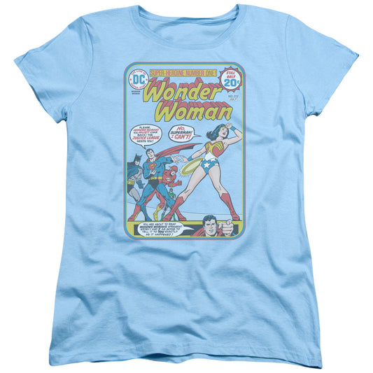 Justice League Ww #212 Cover Womens T Shirt Light Blue