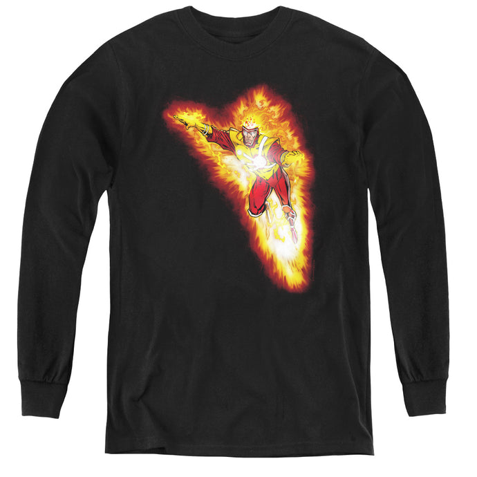 Justice League Firestorm Blaze Long Sleeve Kids Youth T Shirt Black