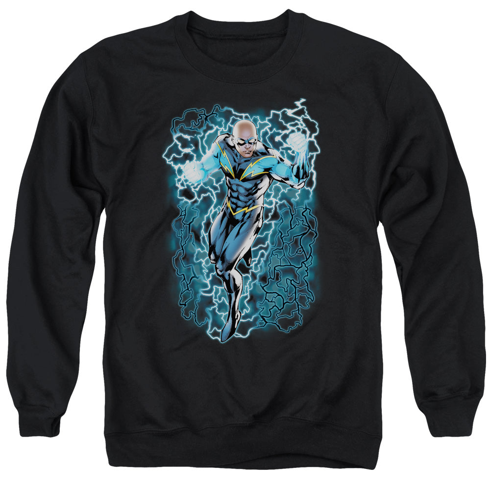 Justice League Black Lightning Bolts Mens Crewneck Sweatshirt Black