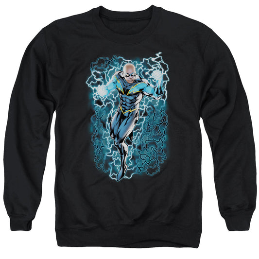 Justice League Black Lightning Bolts Mens Crewneck Sweatshirt Black