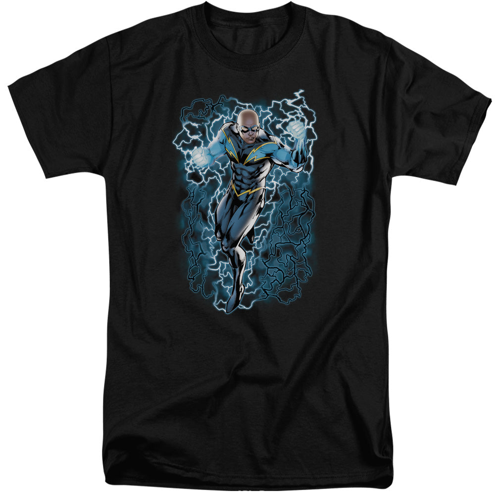 Justice League Of America Black Lightning Bolts Mens Tall T Shirt Black Officially Licensed