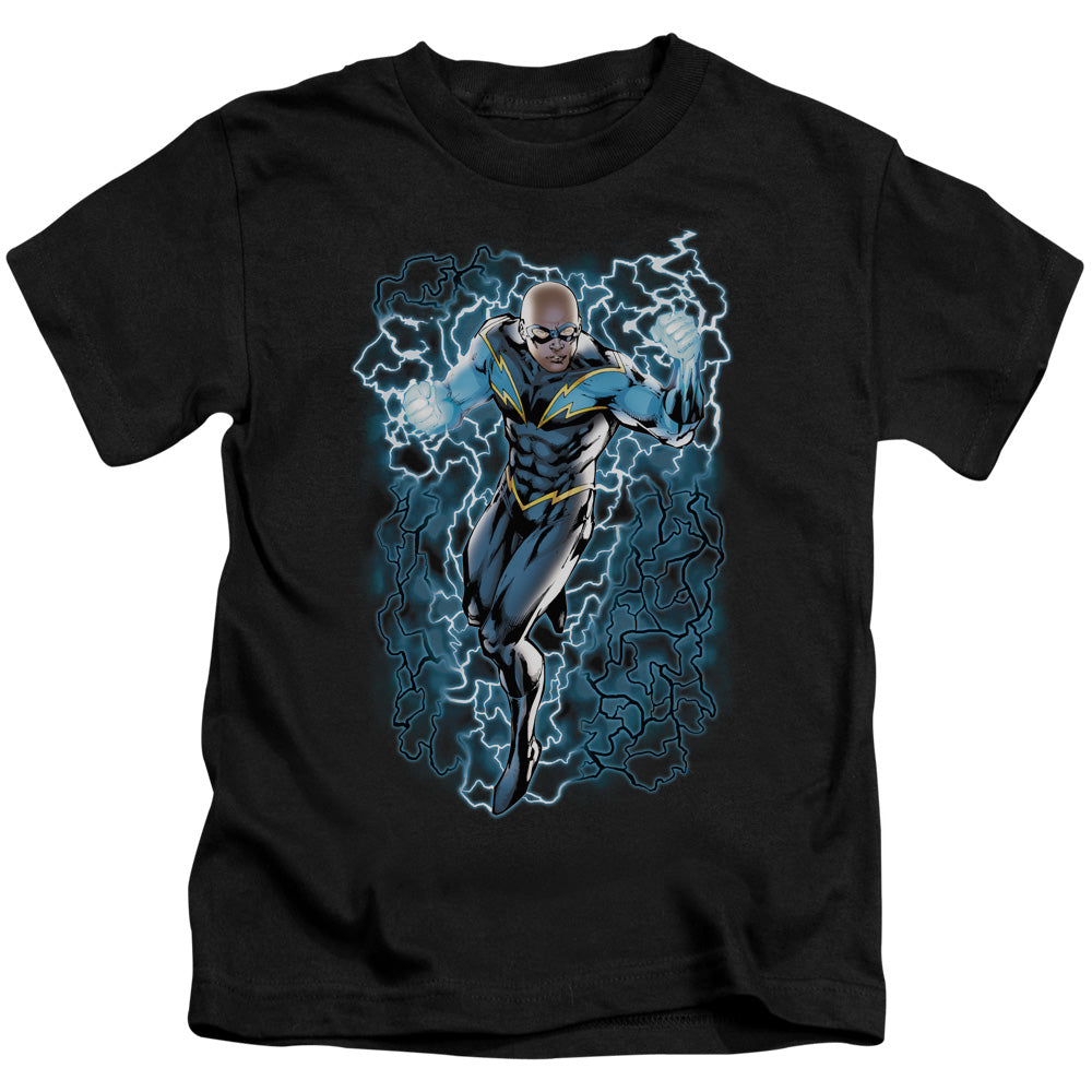 Justice League Black Lightning Bolts Juvenile Kids Youth T Shirt Black 