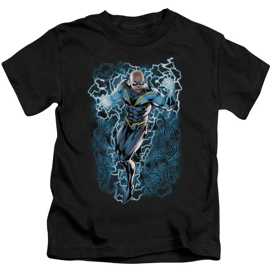 Justice League Black Lightning Bolts Juvenile Kids Youth T Shirt Black 