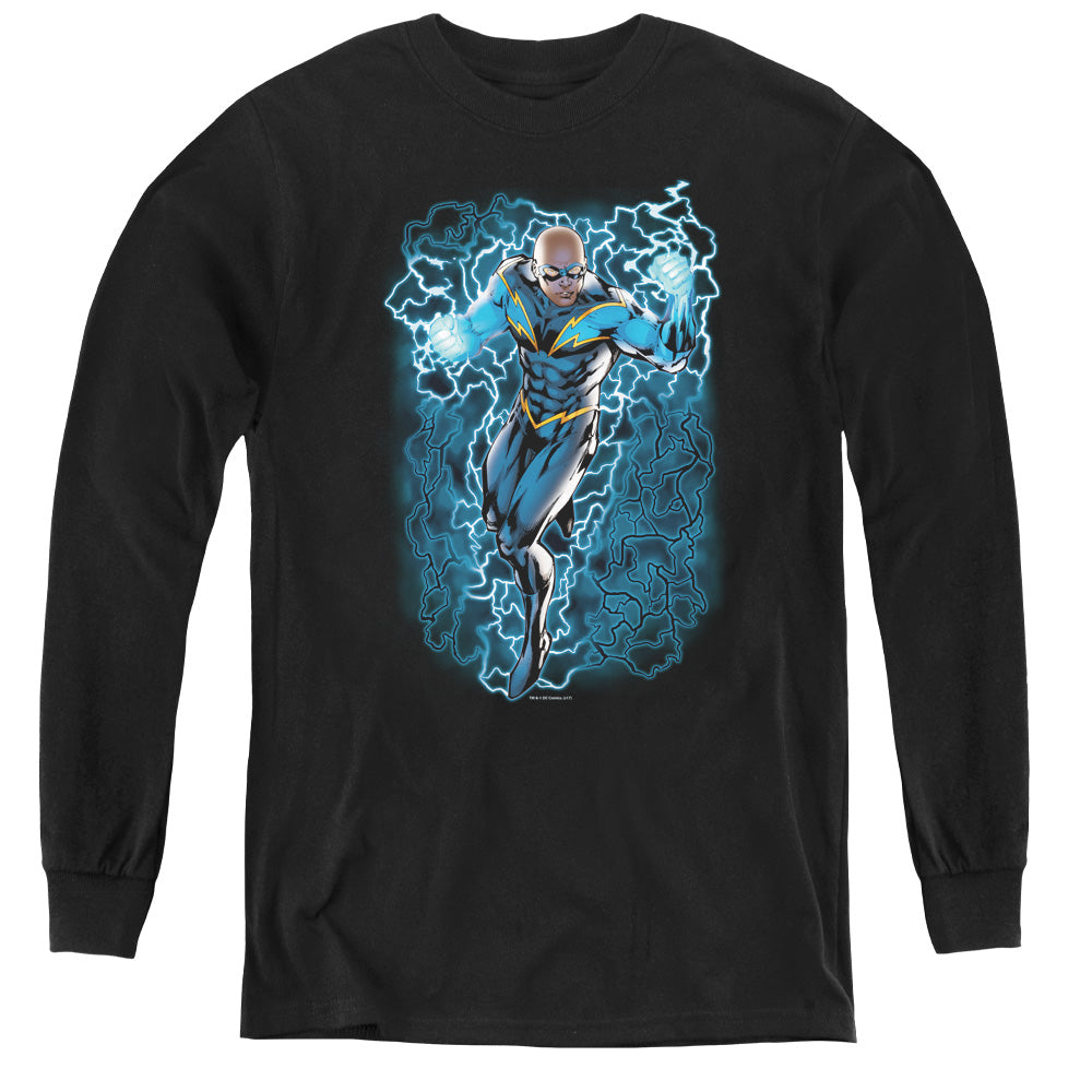 Justice League Black Lightning Bolts Long Sleeve Kids Youth T Shirt Black