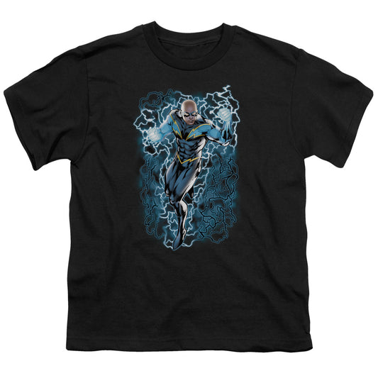 Justice League Black Lightning Bolts Kids Youth T Shirt Black