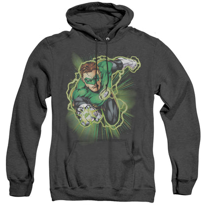 Justice League Of America Green Lantern Energy Mens Heather Hoodie Black Officially Licensed