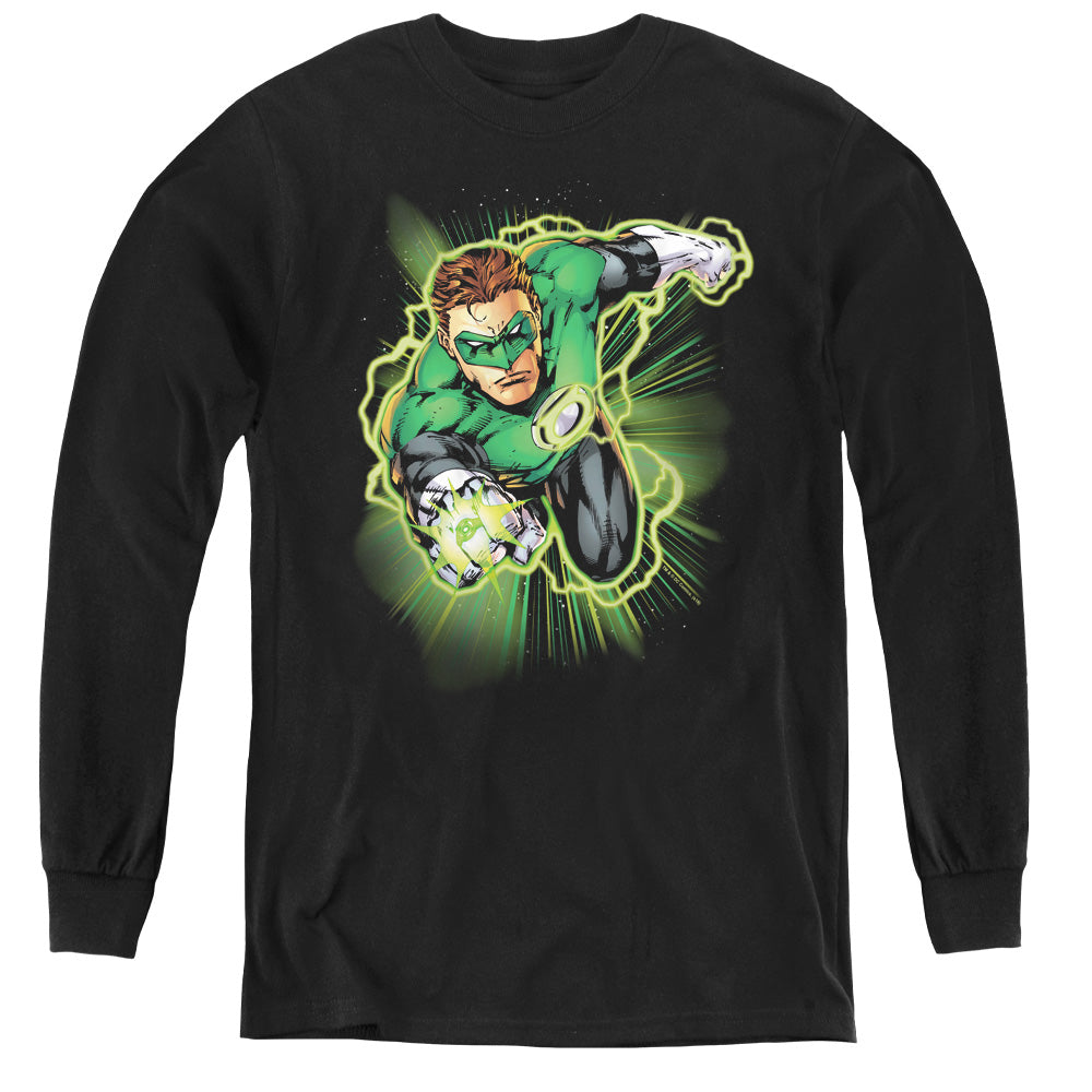 Justice League Green Lantern Energy Long Sleeve Kids Youth T Shirt Black