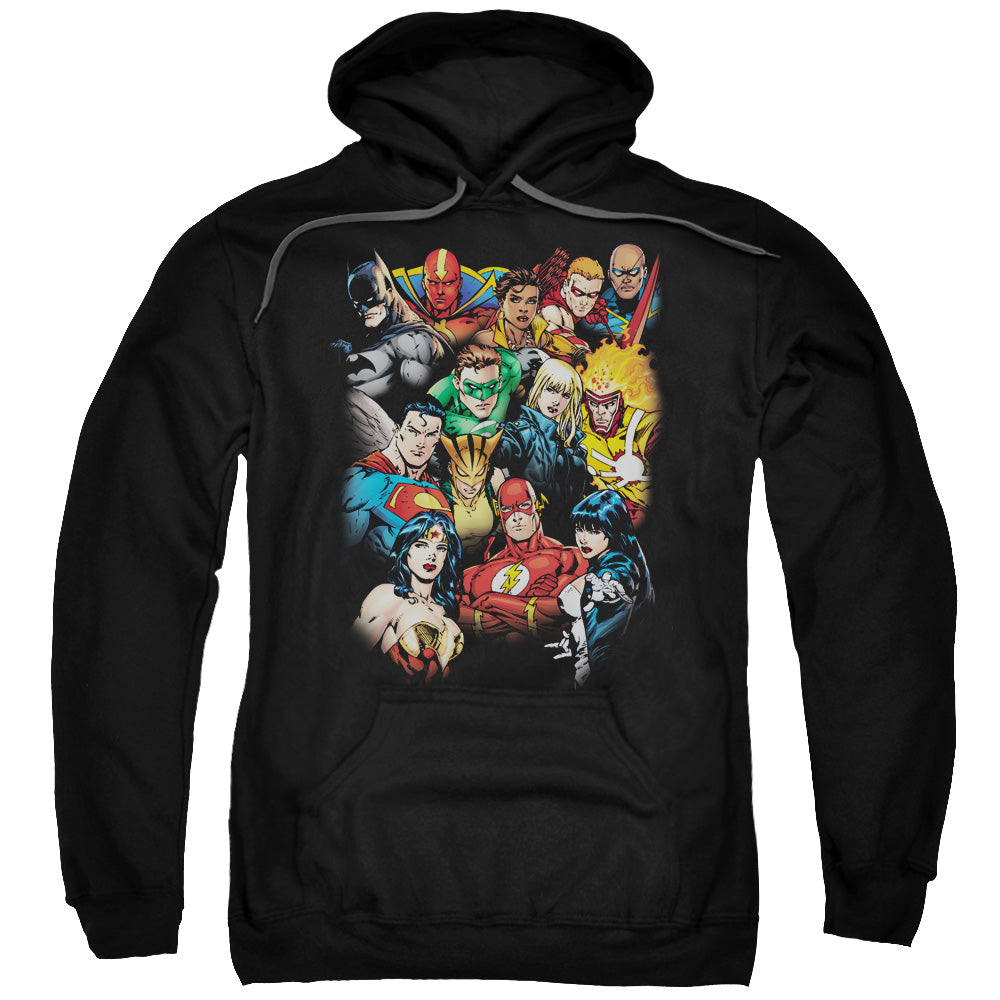 Justice League the League's All Here Mens Hoodie Black