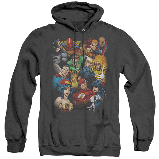 Justice League the Leagues All Here Heather Mens Hoodie Black