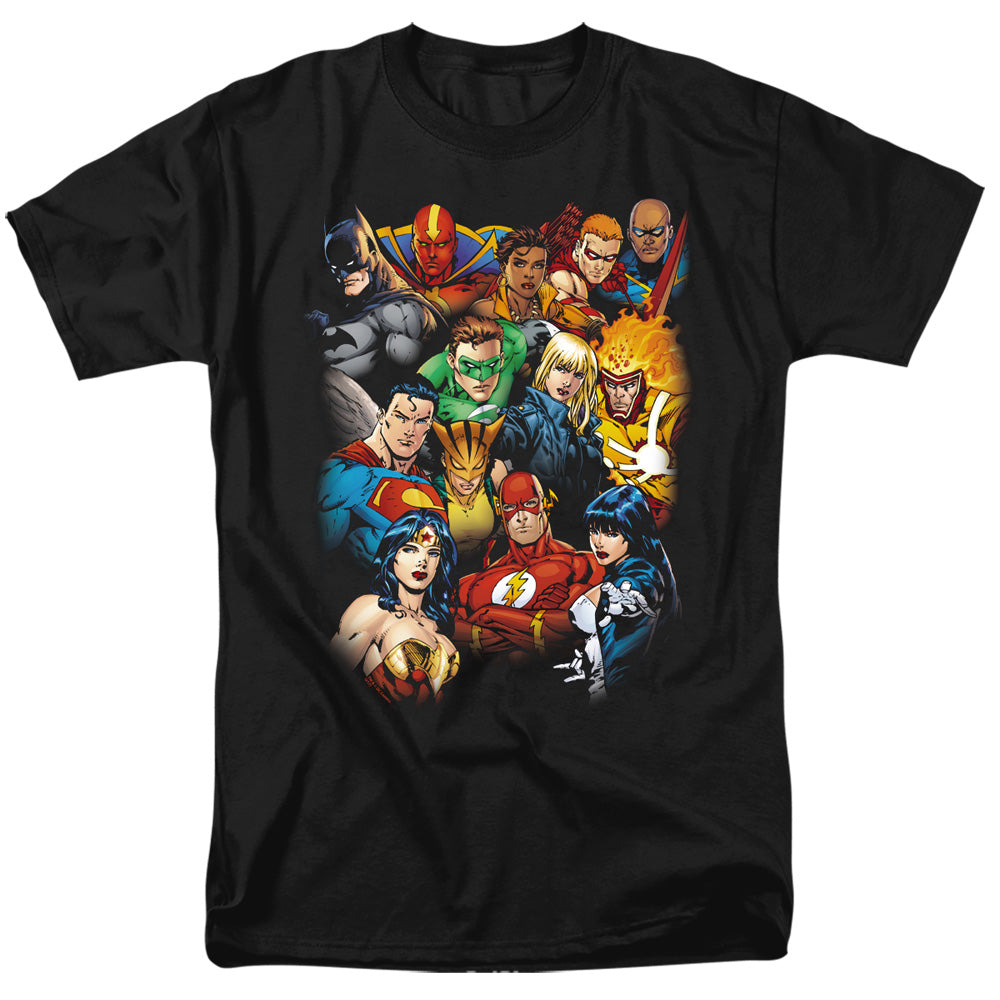 Justice League Of America The League'S All Here Mens T Shirt Black Officially Licensed