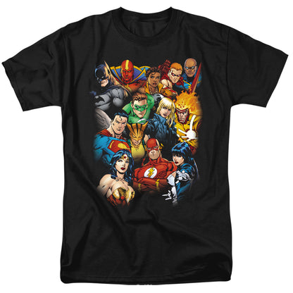 Justice League Of America The League'S All Here Mens T Shirt Black Officially Licensed