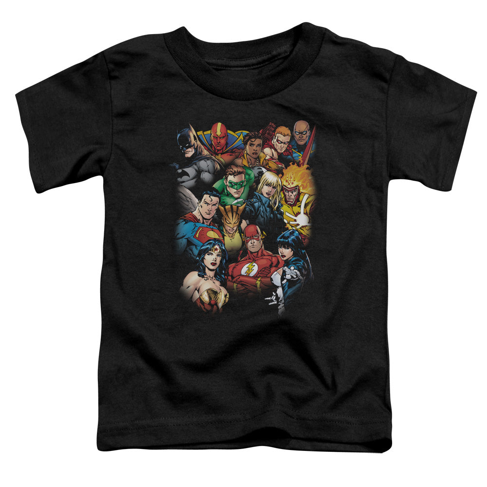 Justice League the Leagues All Here Toddler Kids Youth T Shirt Black