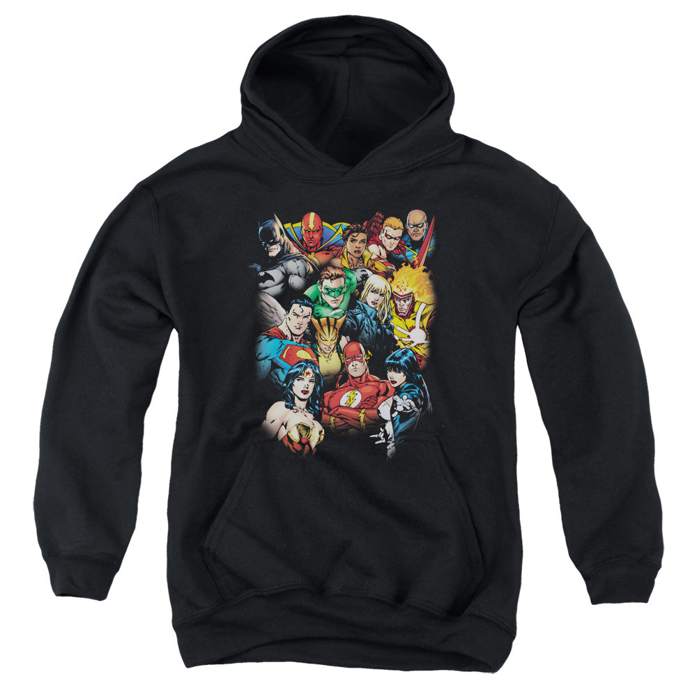 Justice League the Leagues All Here Kids Youth Hoodie Black