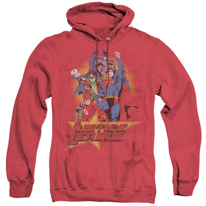 Justice League Of America Raise Your Fist Mens Heather Hoodie Red Officially Licensed