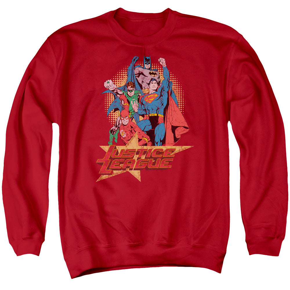 Justice League Raise Your Fist Mens Crewneck Sweatshirt Red