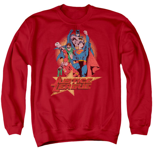 Justice League Raise Your Fist Mens Crewneck Sweatshirt Red