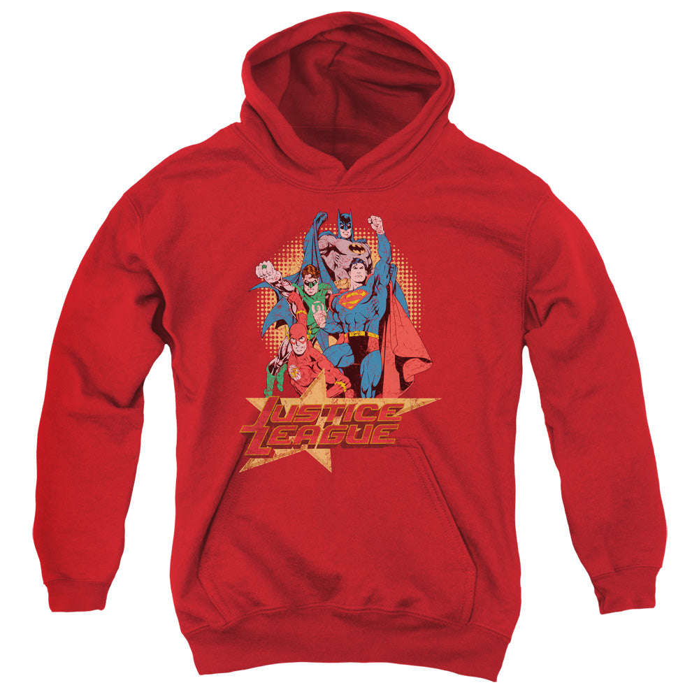 Justice League Raise Your Fist Kids Youth Hoodie Red