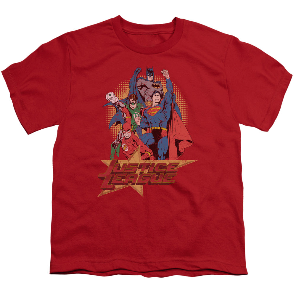 Justice League Raise Your Fist Kids Youth T Shirt Red