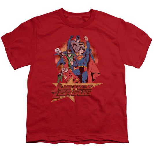 Justice League Raise Your Fist Kids Youth T Shirt Red