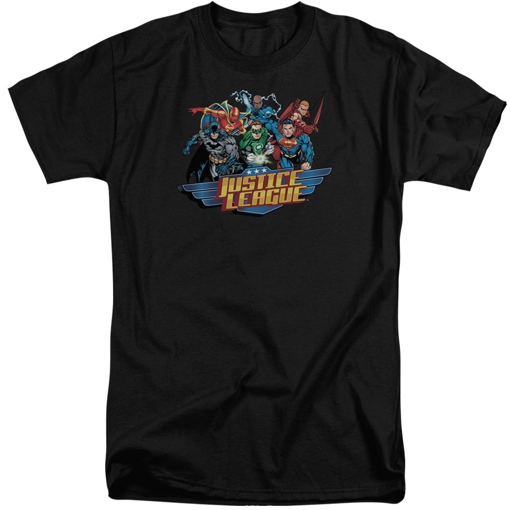 Justice League Ready to Fight Mens Tall T Shirt Black
