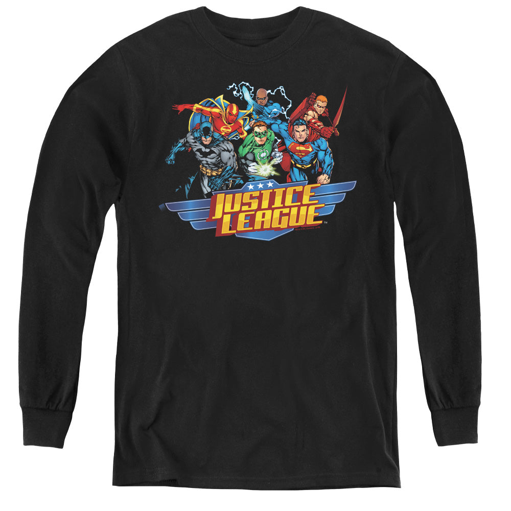 Justice League Ready to Fight Long Sleeve Kids Youth T Shirt Black