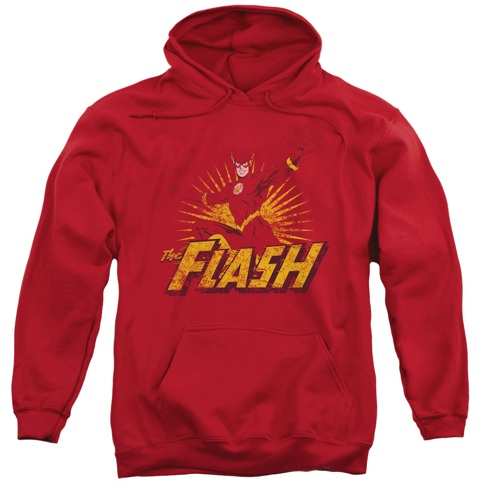 Justice League Flash Rough Distress Mens Hoodie Red