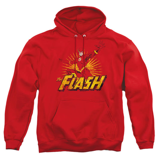 Jla Flash Rough Distress Mens Hoodie Red