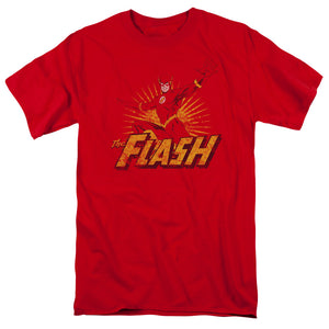 Justice League Flash Rough Distress Mens T Shirt Red