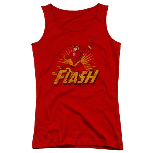 Justice League Flash Rough Distress Womens Tank Top Shirt Red