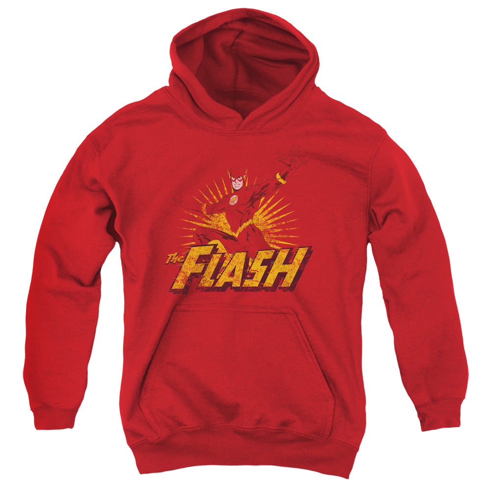 Justice League Flash Rough Distress Kids Youth Hoodie Red