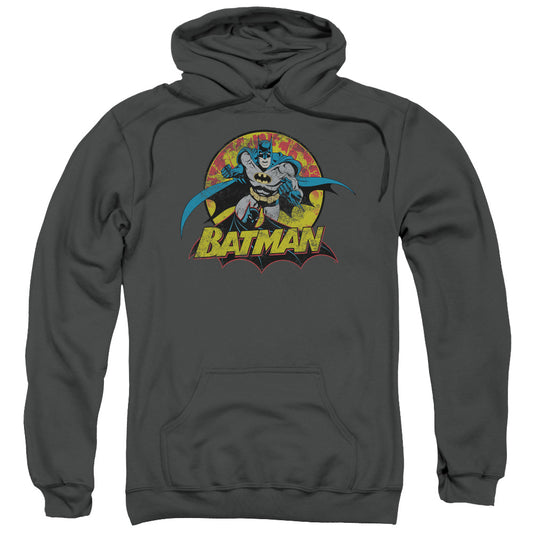 Justice League Batman Rough Distress Mens Hoodie Charcoal