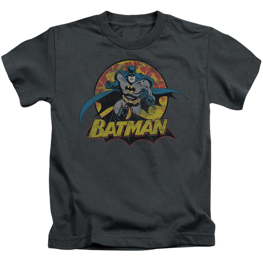 Justice League Batman Rough Distress Juvenile Kids Youth T Shirt Charcoal 