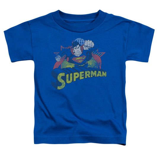 Justice League Superman Rough Distress Toddler Kids Youth T Shirt Royal Blue