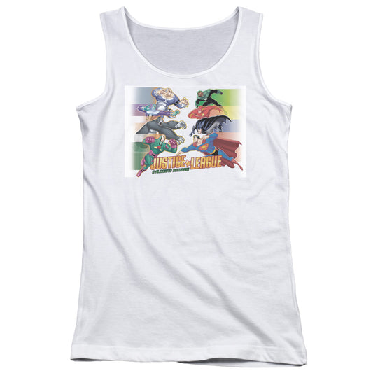 Justice League Evildoers Beware Womens Tank Top Shirt White