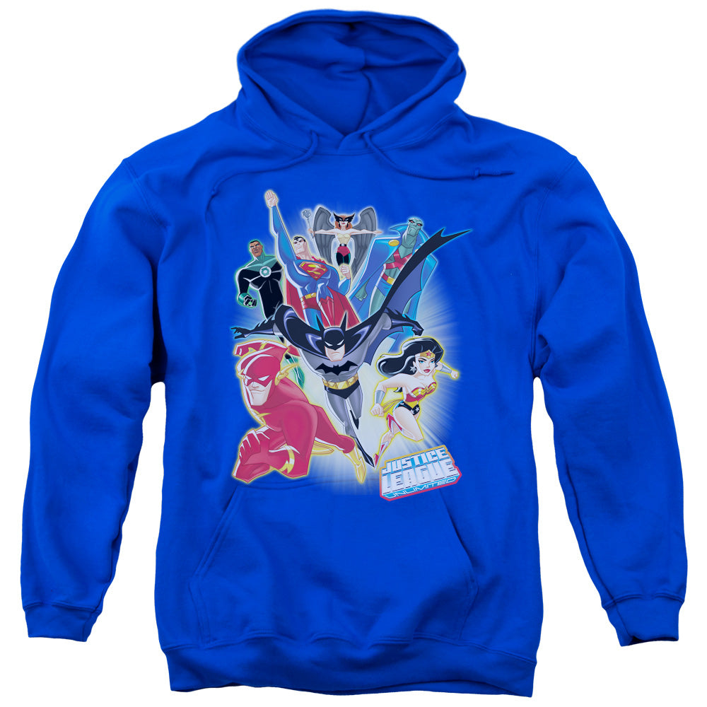 Justice League Unlimited Mens Hoodie Royal Blue