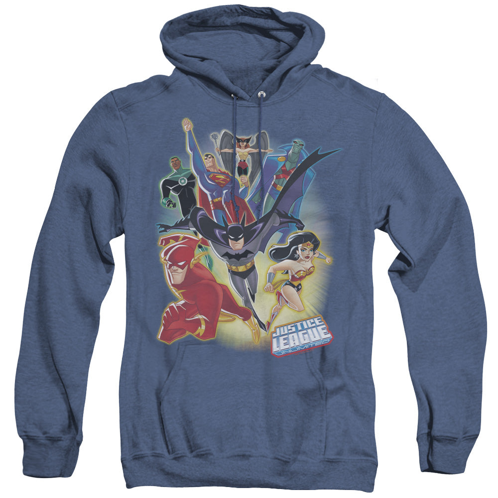 Justice League Unlimited Heather Mens Hoodie Royal Blue