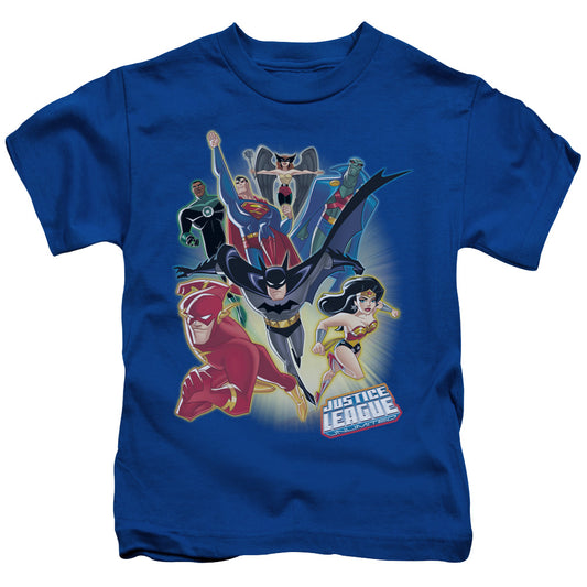 Justice League Unlimited Juvenile Kids Youth T Shirt Royal Blue 