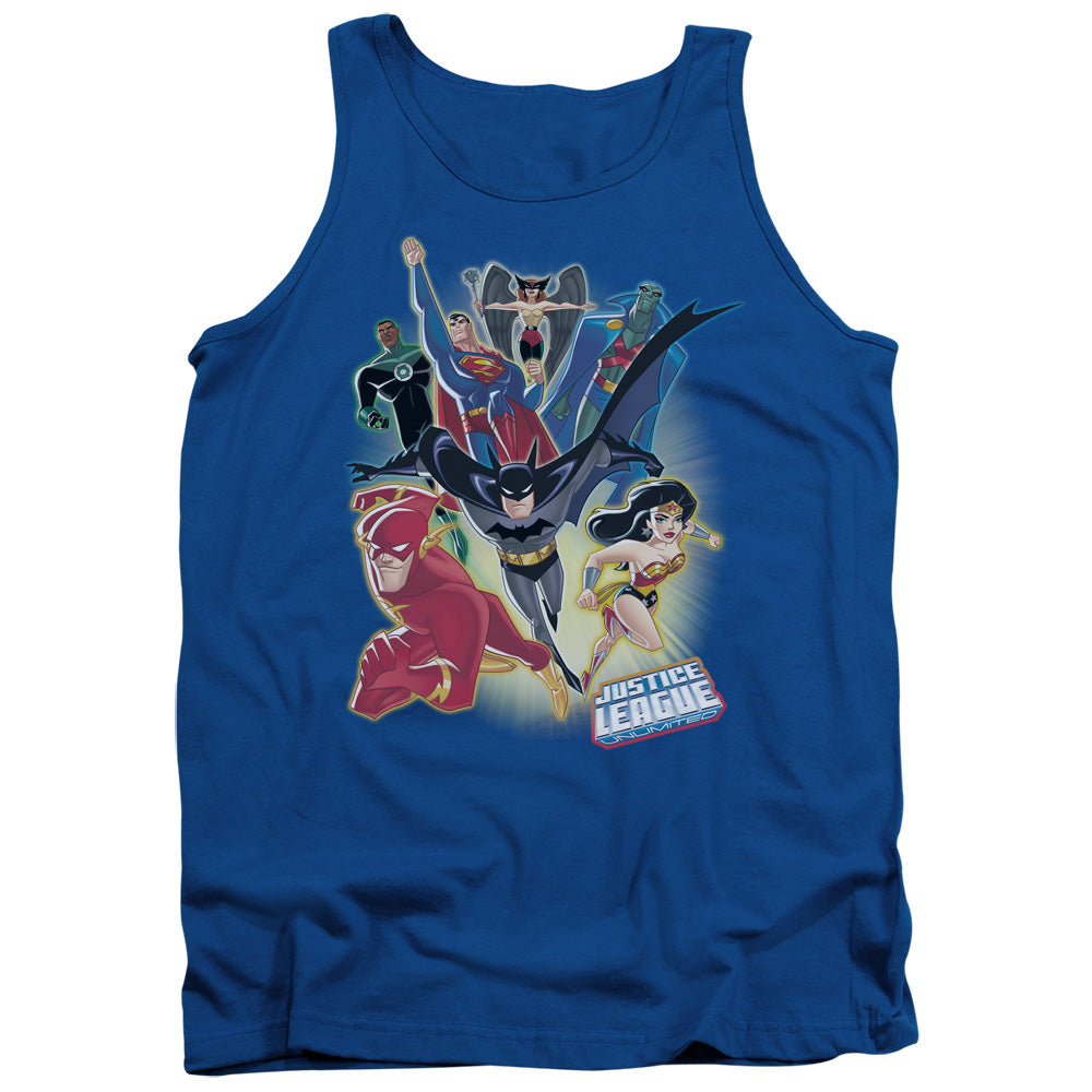 Justice League Unlimited Mens Tank Top Shirt Royal Blue