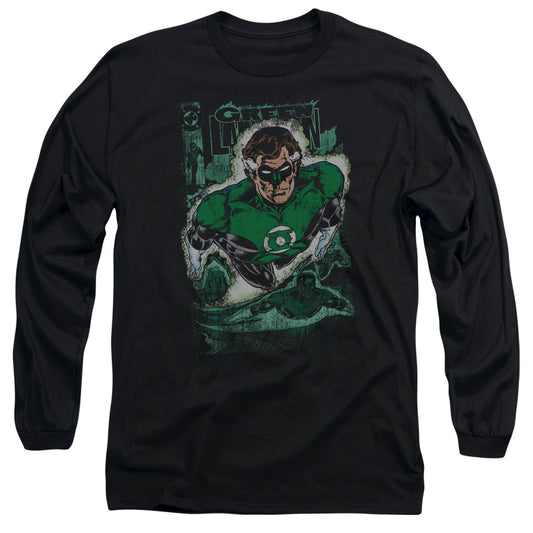 Justice League Green Lantern #1 Distress Mens Long Sleeve Shirt Black