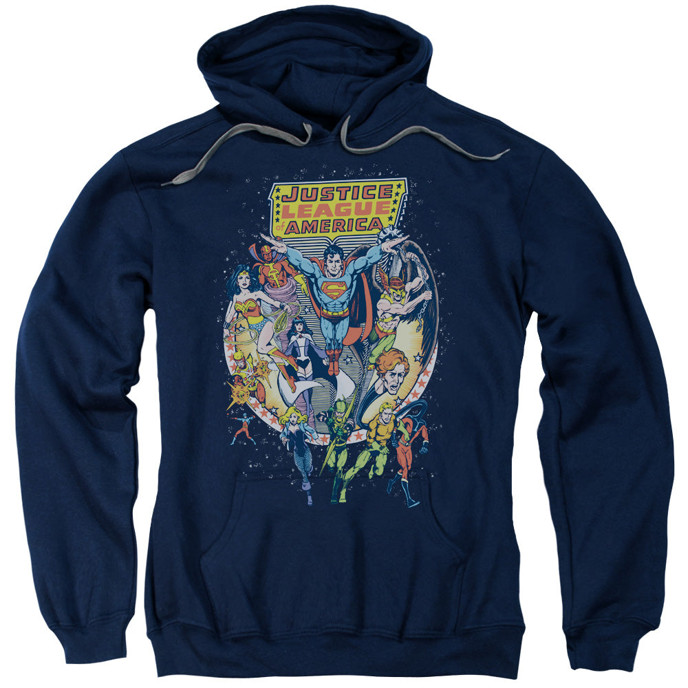 Justice League Star Group Mens Hoodie Navy Blue